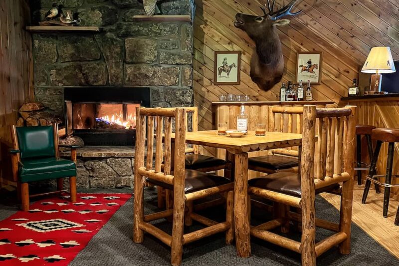 Blackwater Creek Ranch WY - Bar & Fireplace